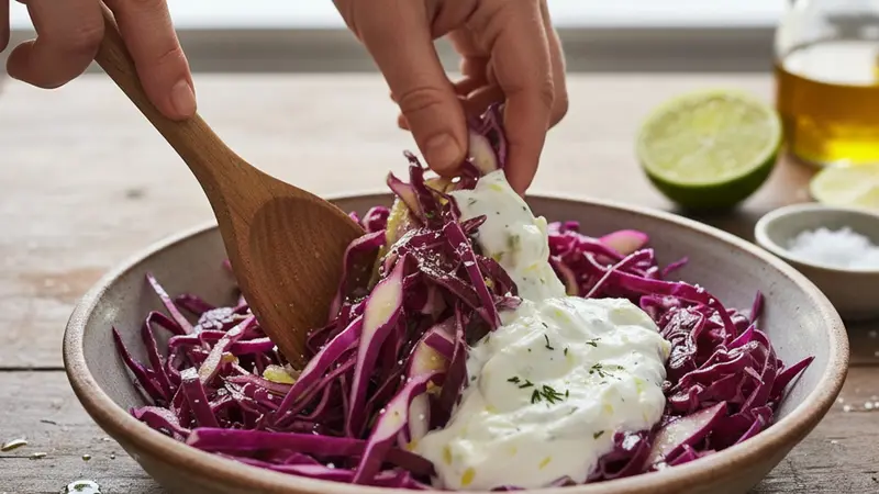 Toss the cabbage slaw