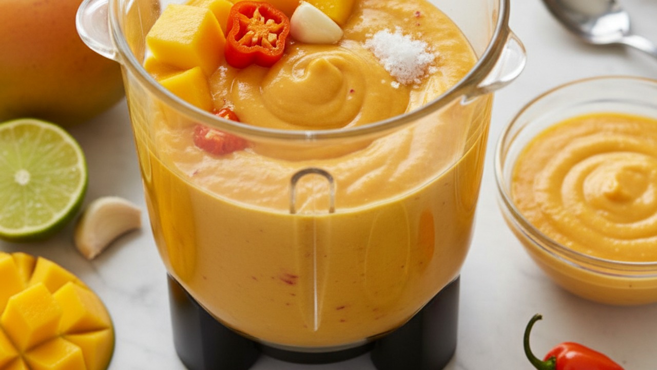 Make the mango-habanero marinade