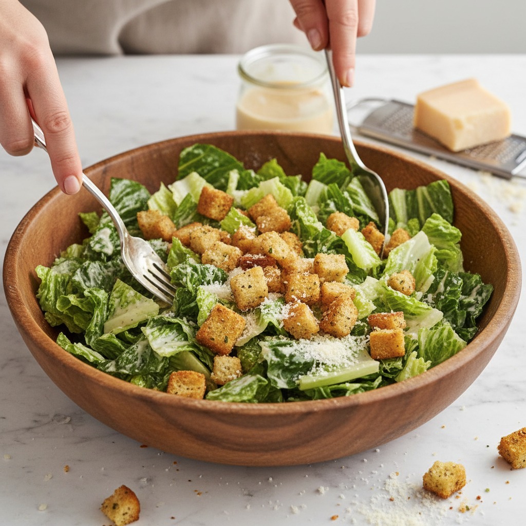Prepare lettuce and assemble salad