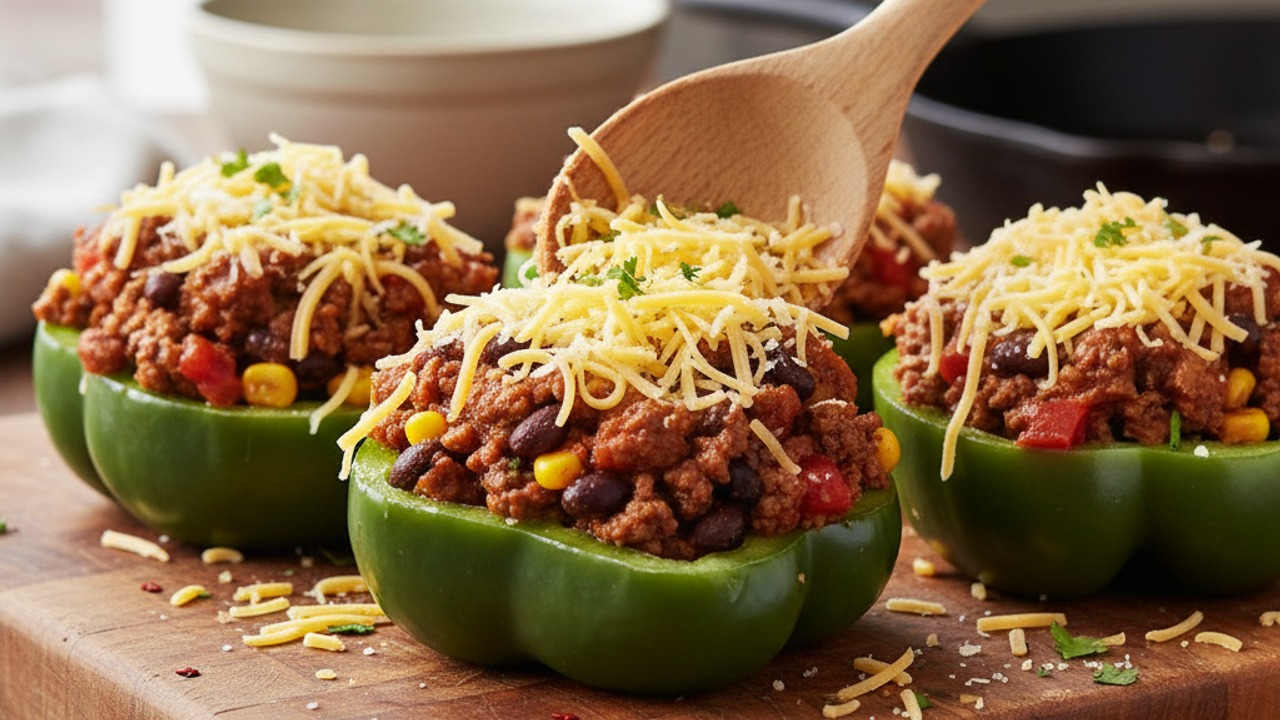 Stuff peppers and add cheese
