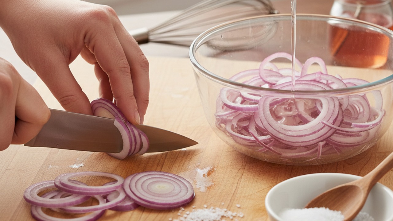 Make quick pickled red onions