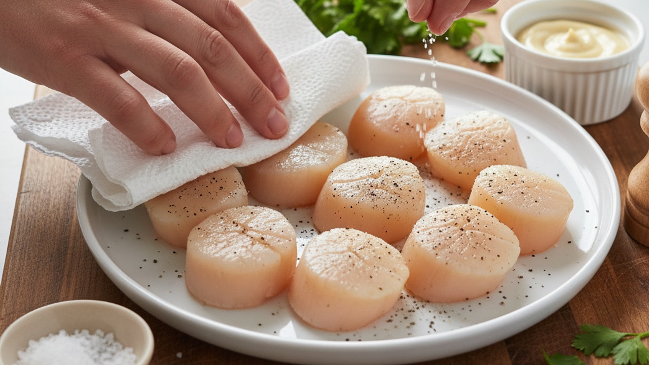 Prep and season scallops