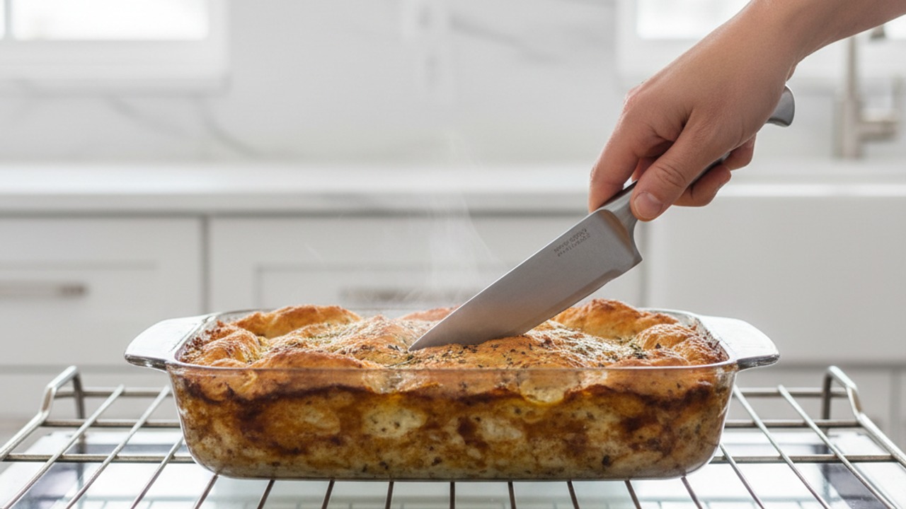 Bake until golden and set