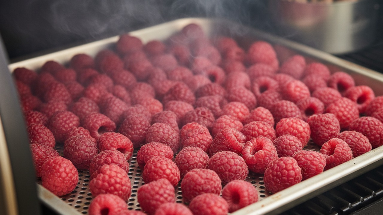 Smoke the raspberries