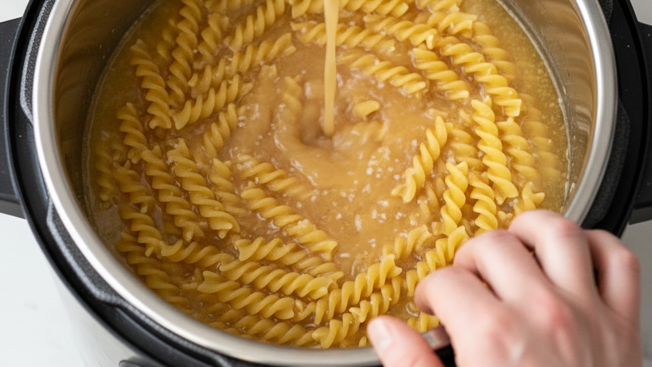 Add pasta, broth and salt