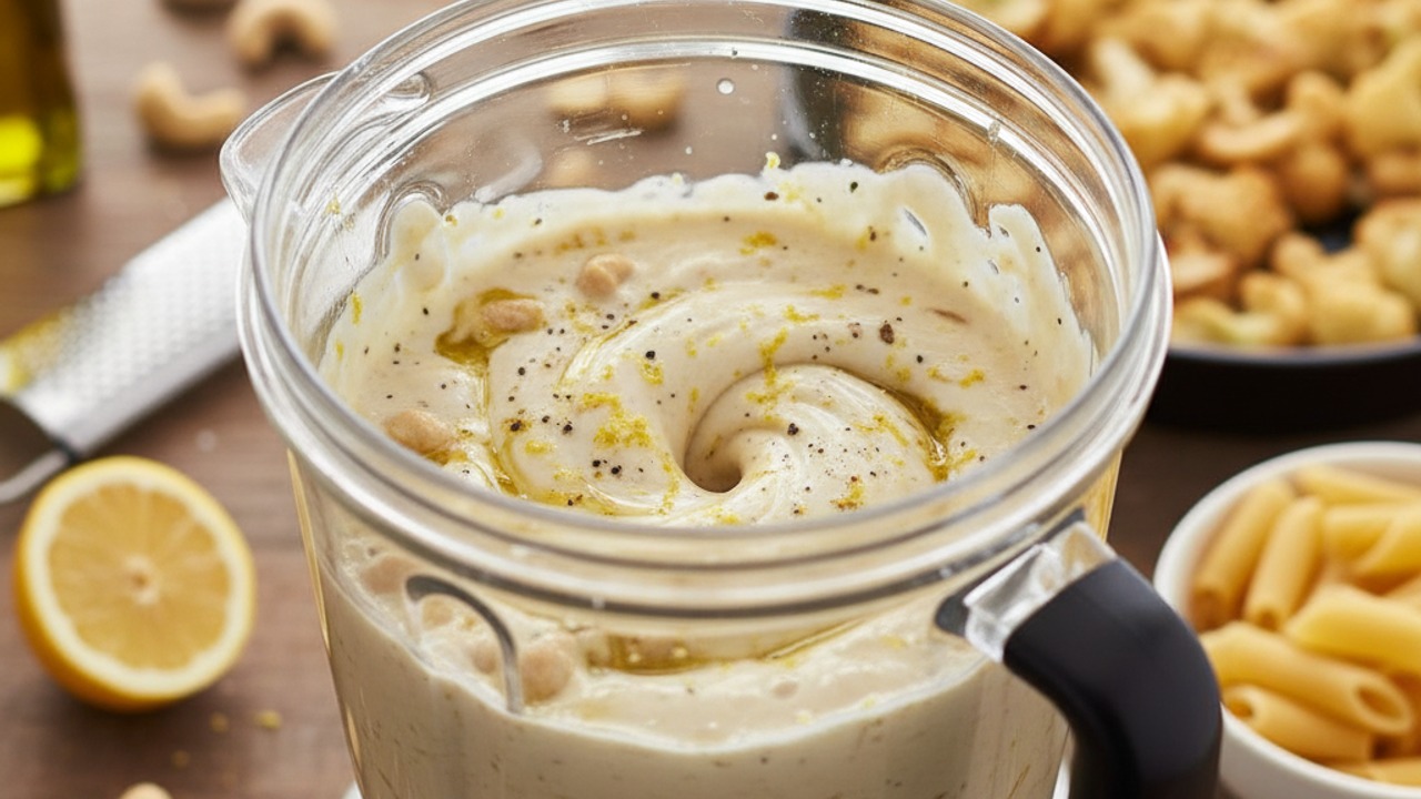 Blend the cashew Alfredo