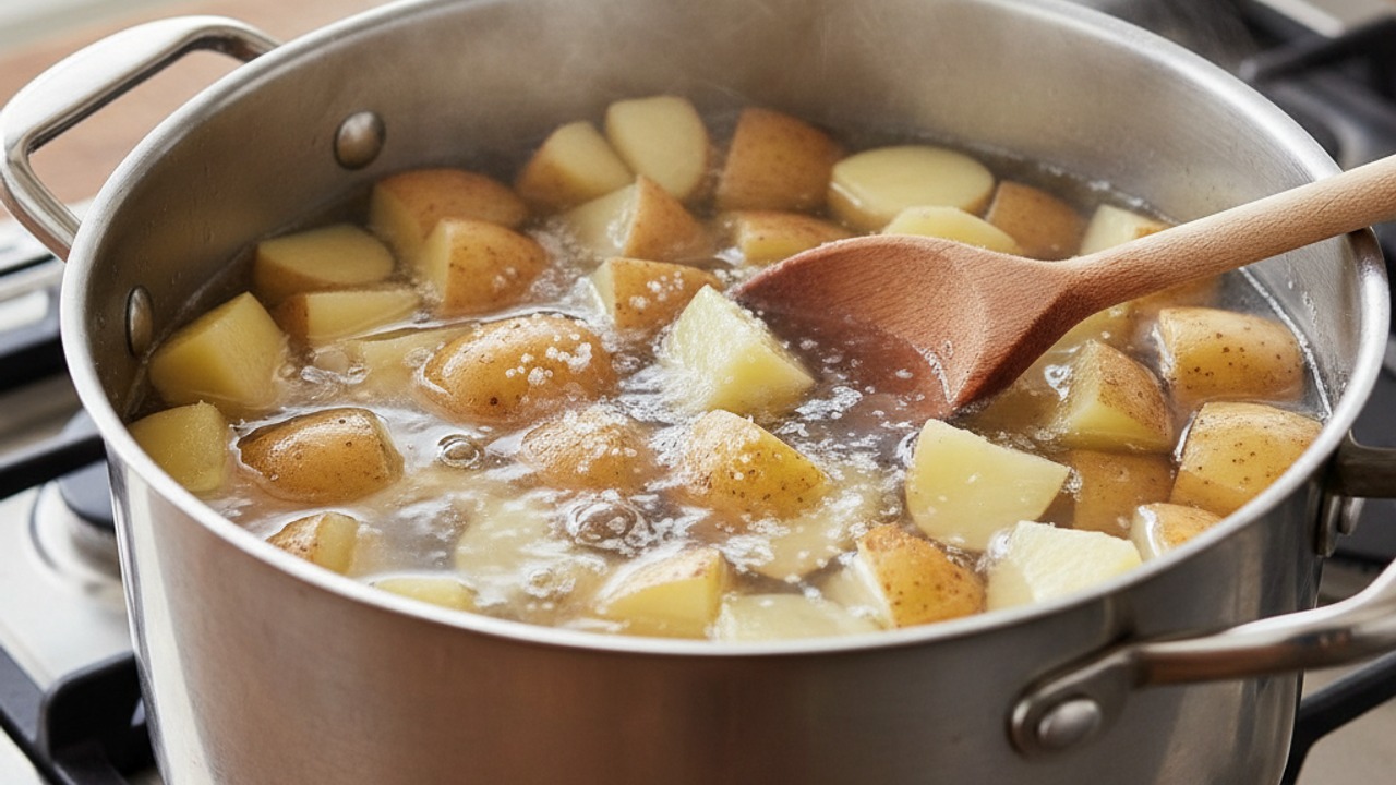 Parboil the potatoes