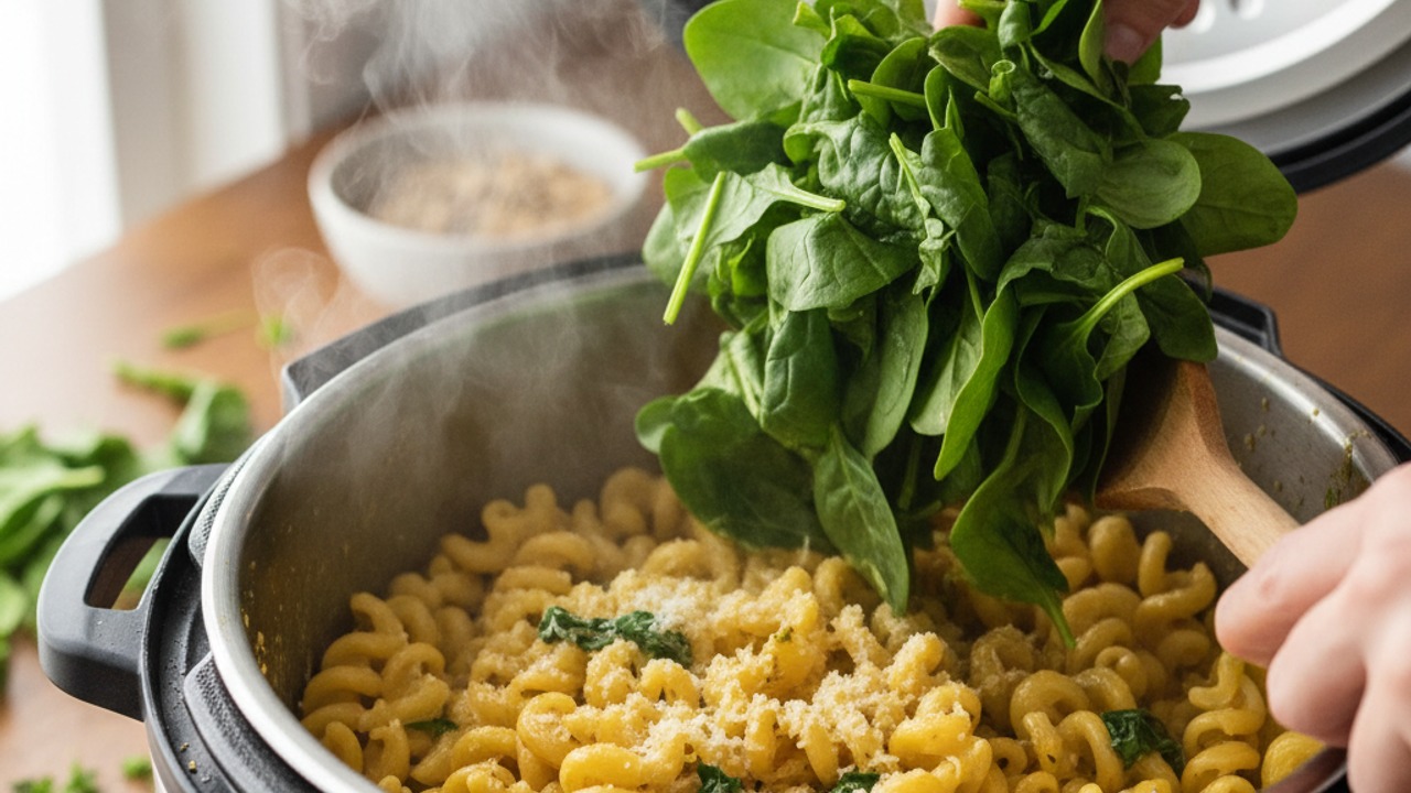 Quick release and add spinach