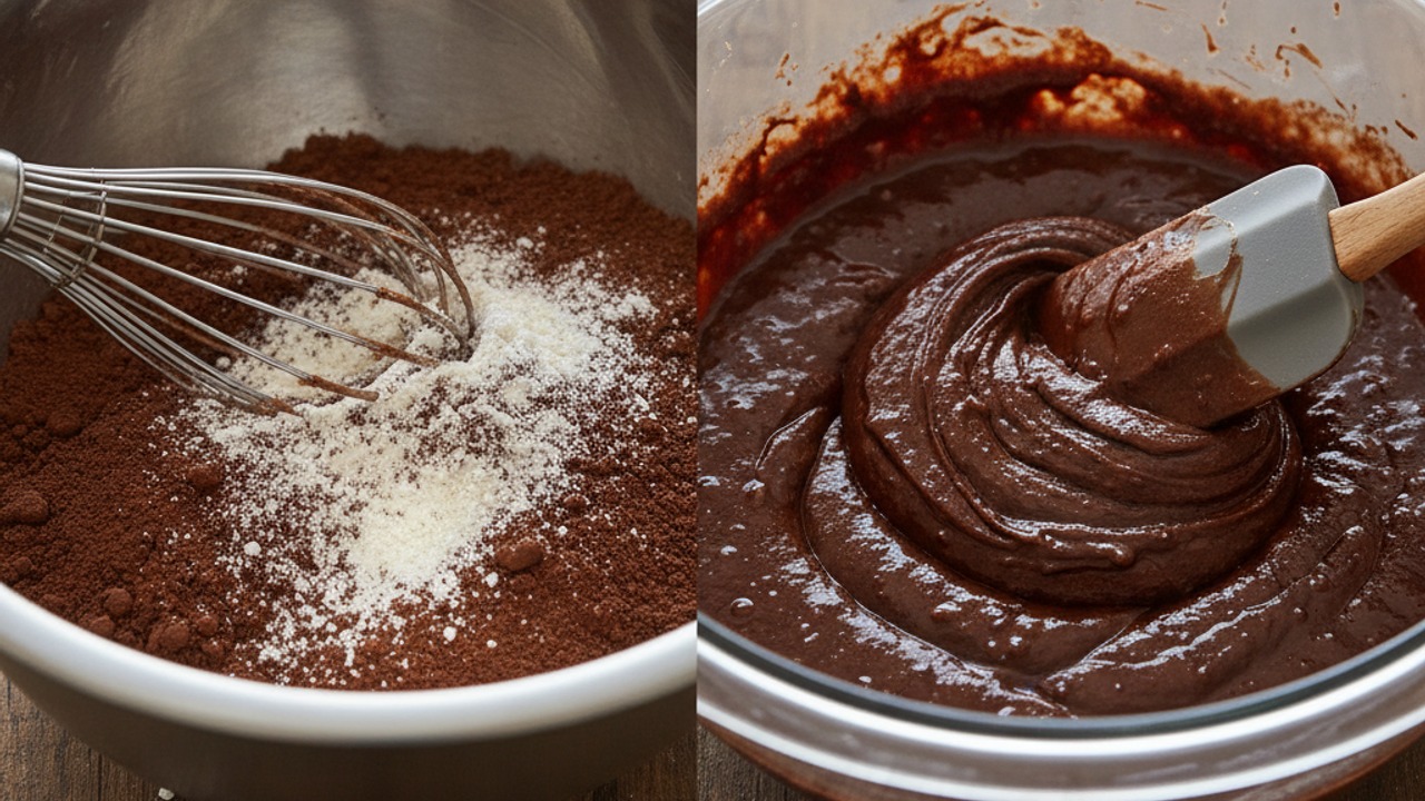 Whisk dry ingredients and fold into batter