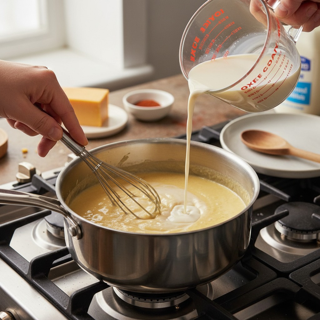 Make the tallow béchamel and cheese sauce