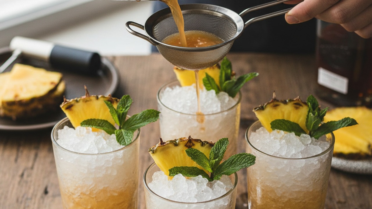 Strain, garnish and serve