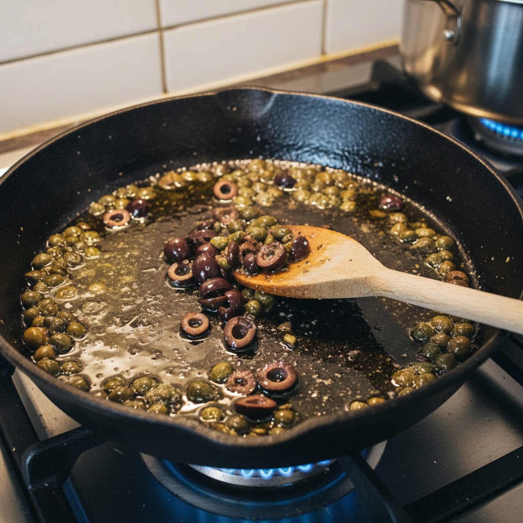 Add olives and capers