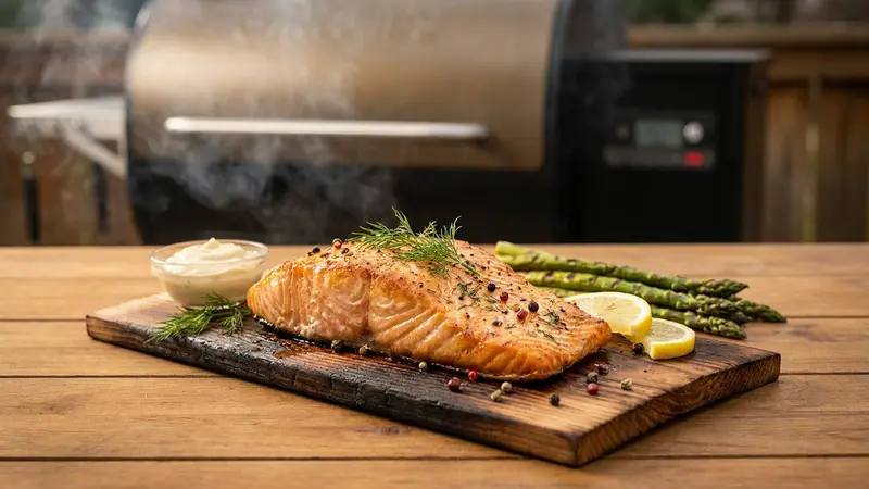 Pellet Grill Cedar‑Plank Salmon