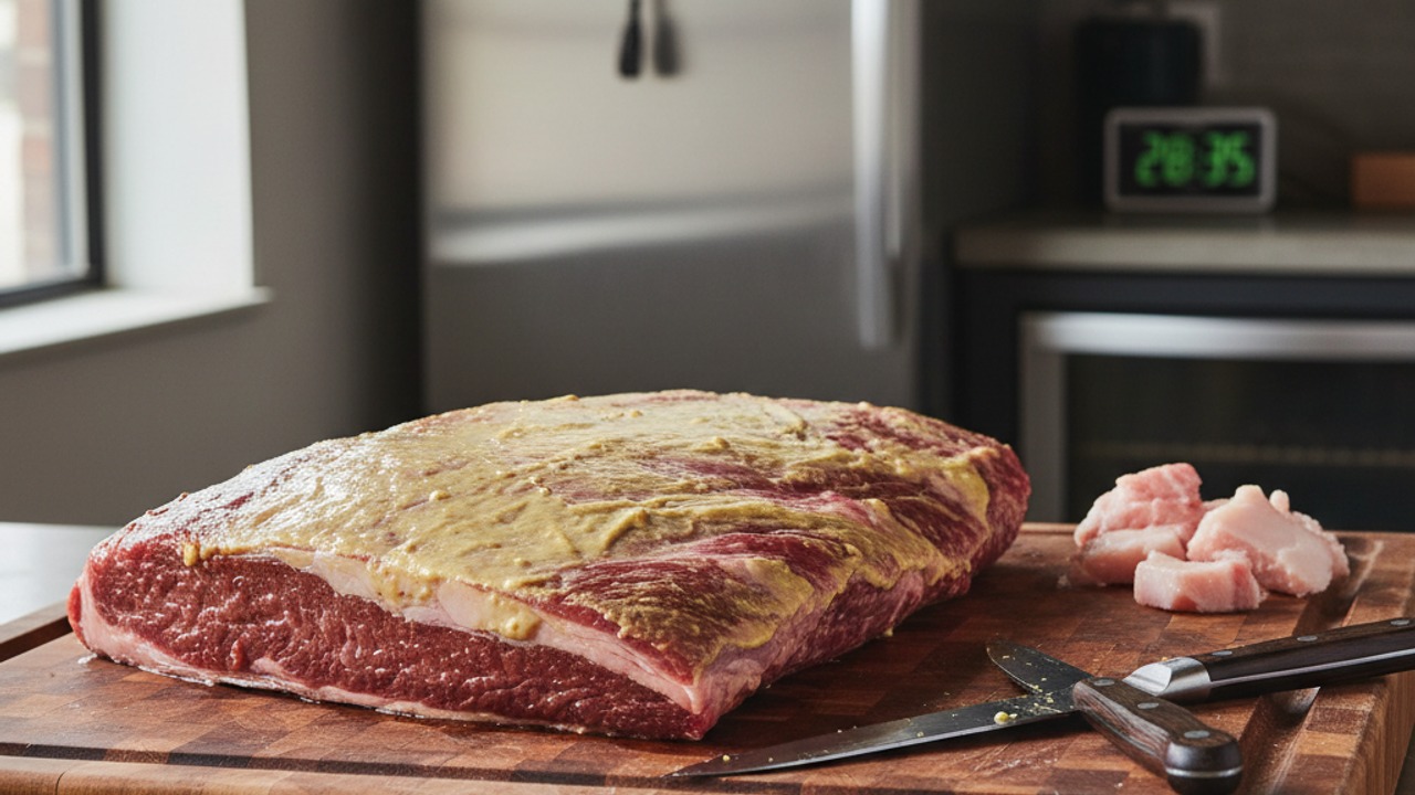 Trim and prep the brisket