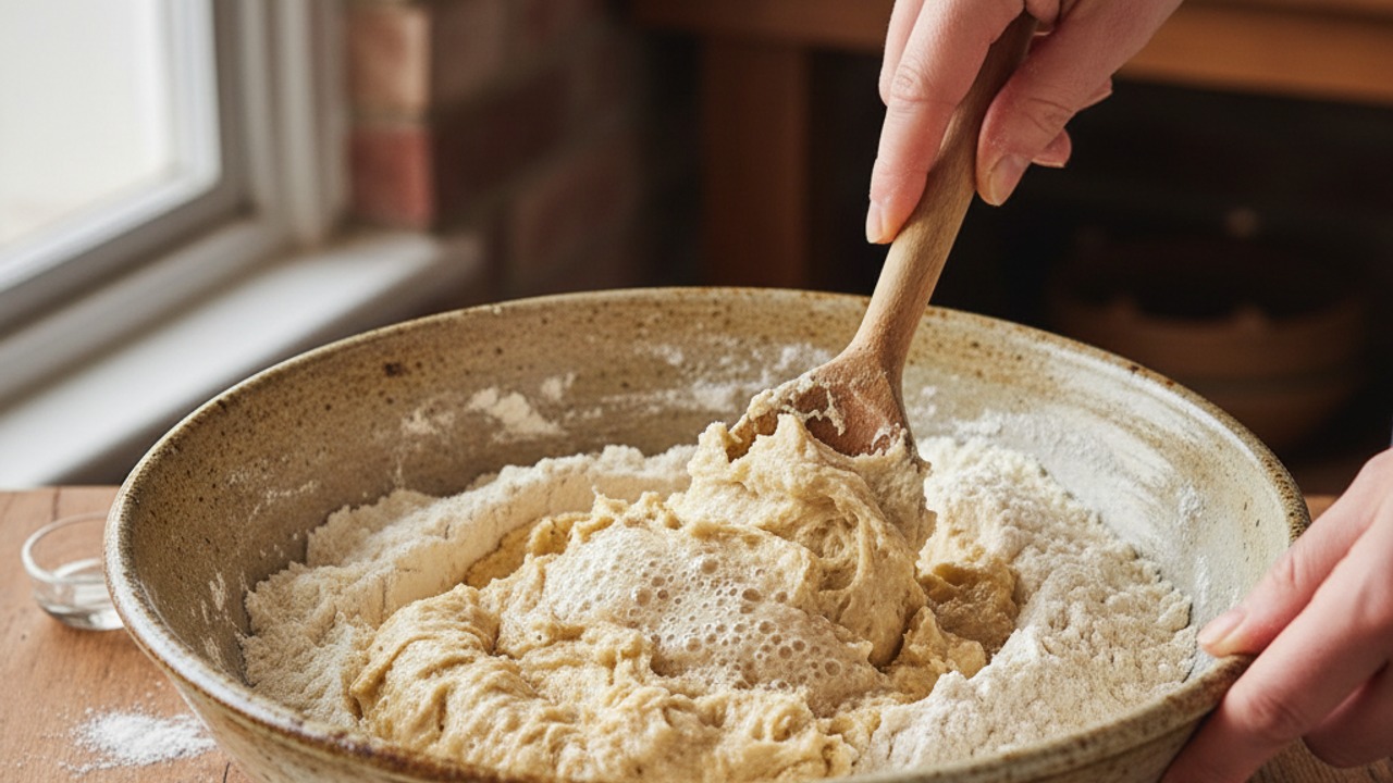 Combine flour, bean paste, and yeast mixture