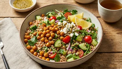 High-Fiber Farro Chickpea Salad