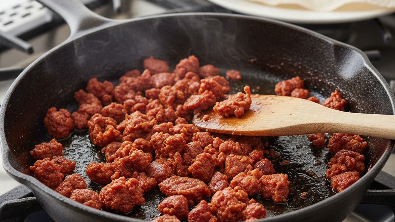 Brown the chorizo