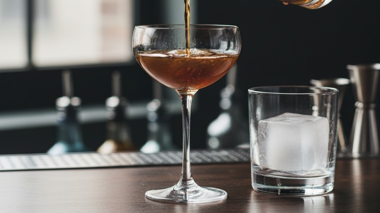 Strain into chilled glass