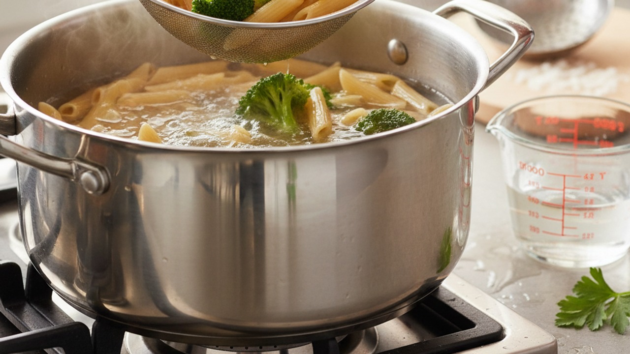 Cook pasta and broccoli