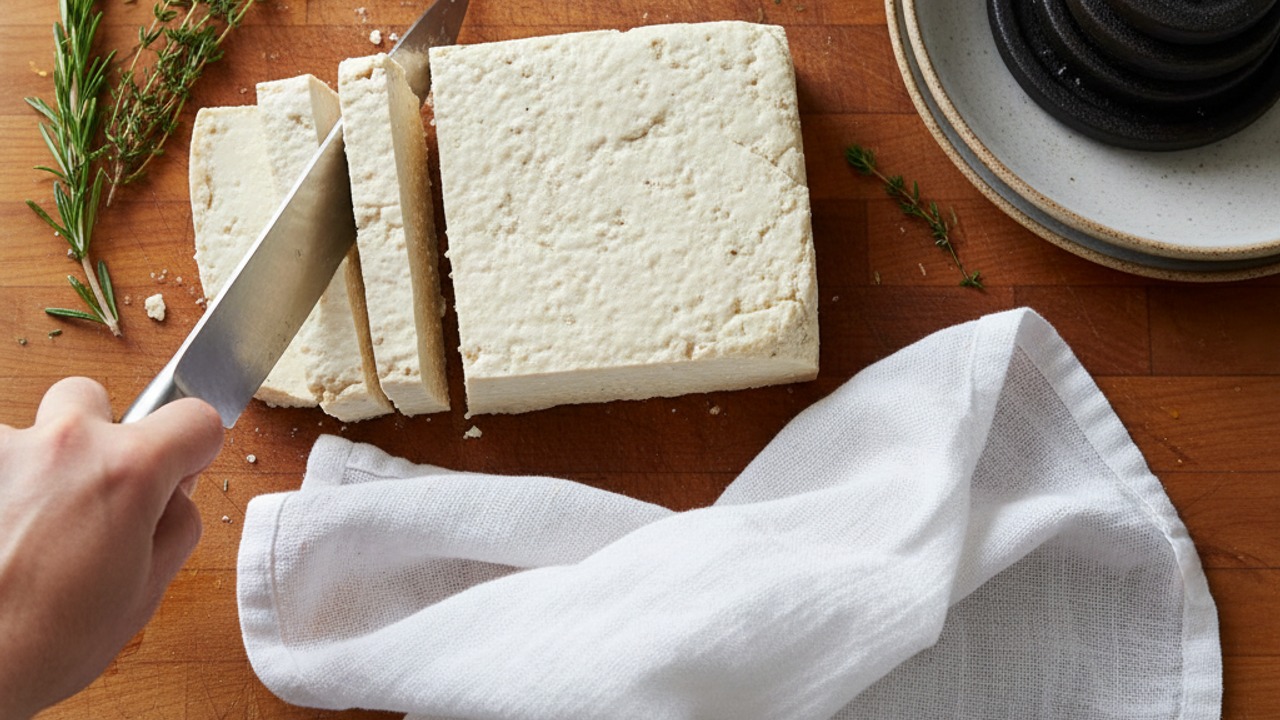 Press and slice the tofu