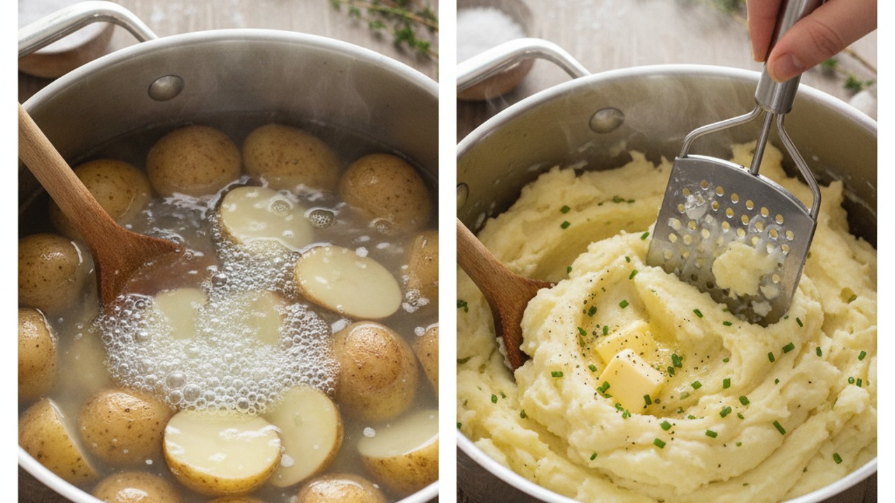 Boil and mash the potatoes