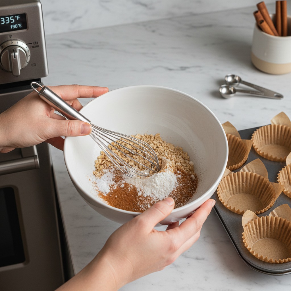 Prepare oven and combine dry ingredients