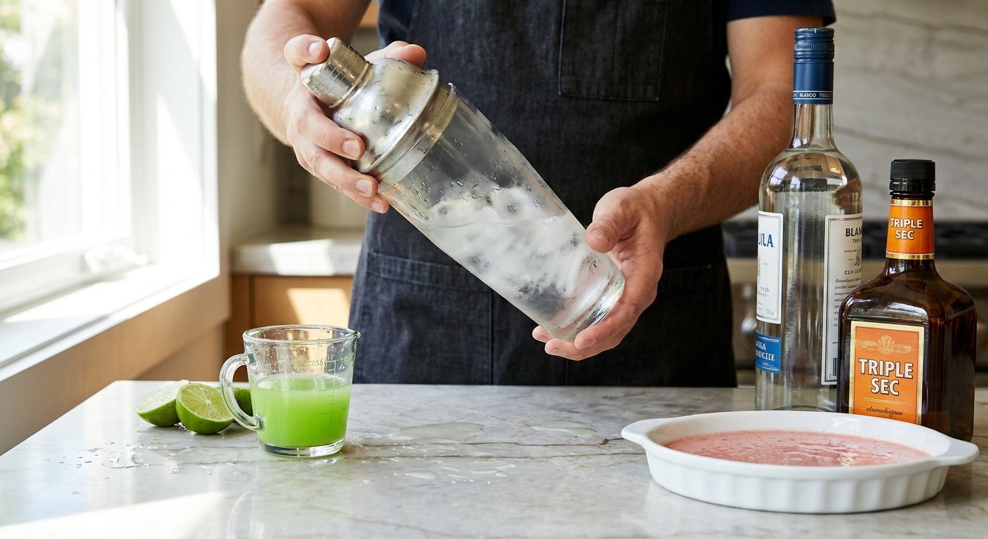 Build and shake the margarita base