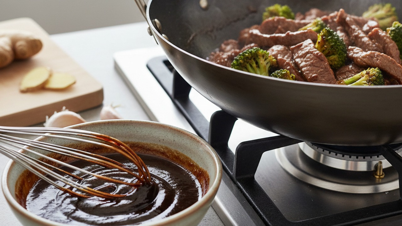 Make the hoisin-style sauce and combine