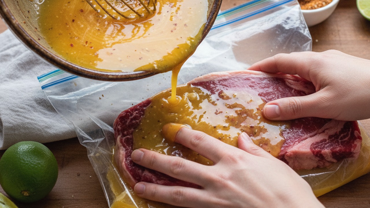 Make the citrus marinade and marinate the steak