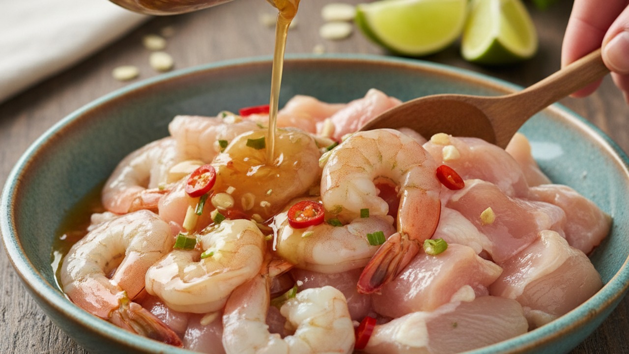 Marinate the protein
