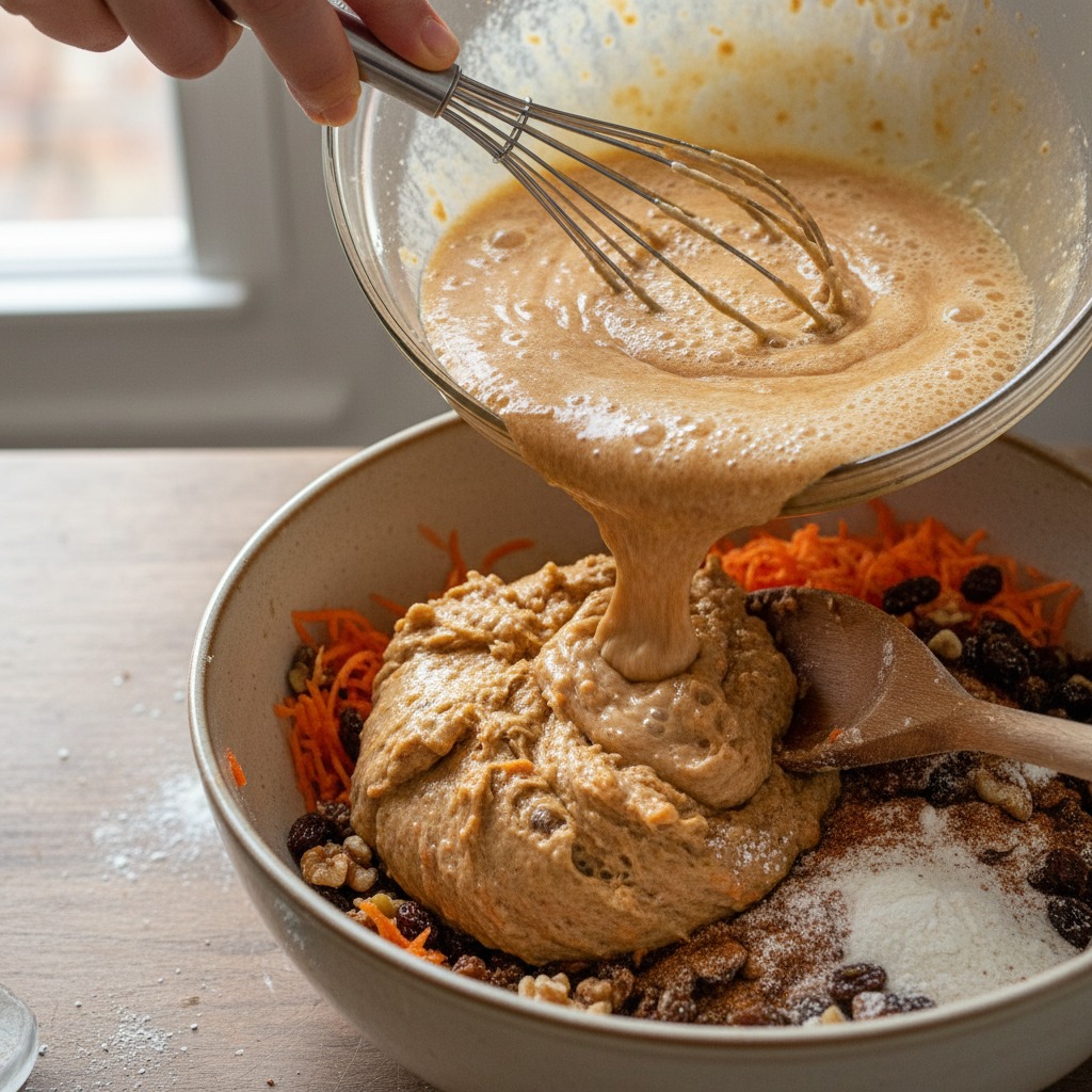 Mix wet ingredients and form batter