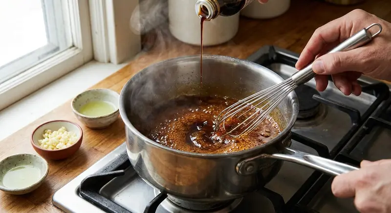 Make the sticky nước mắm caramel