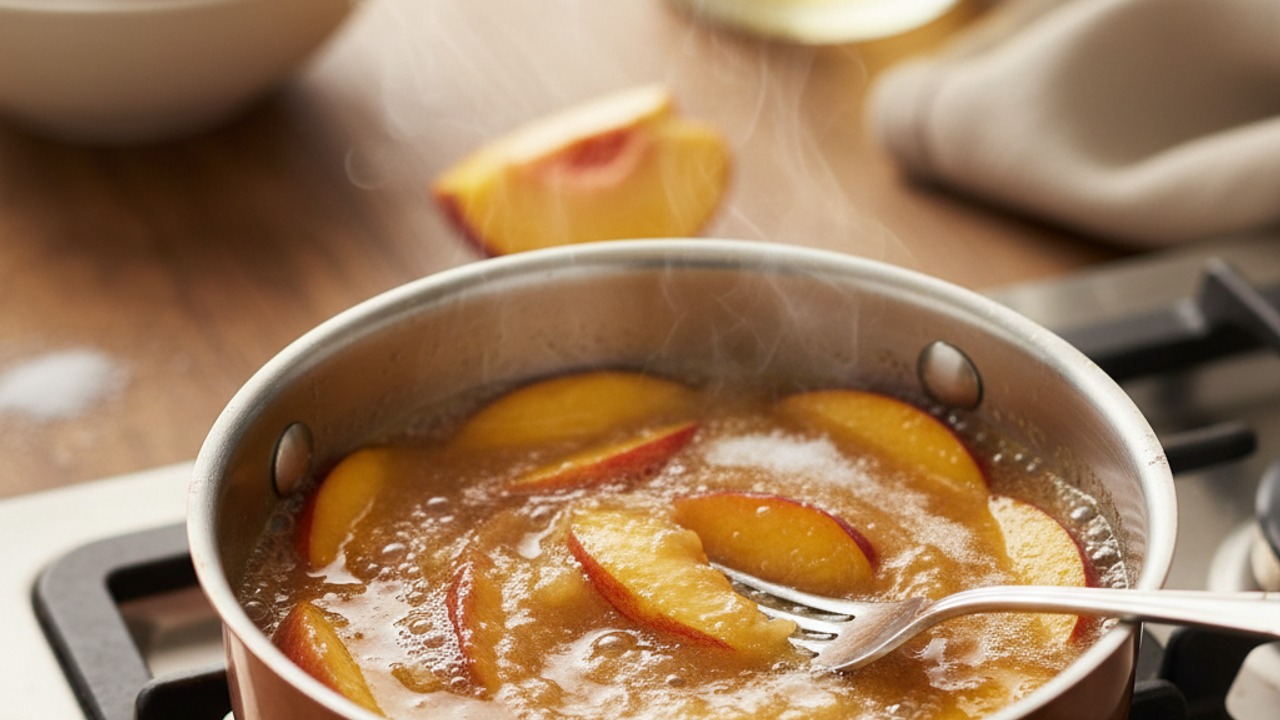 Make the peach syrup