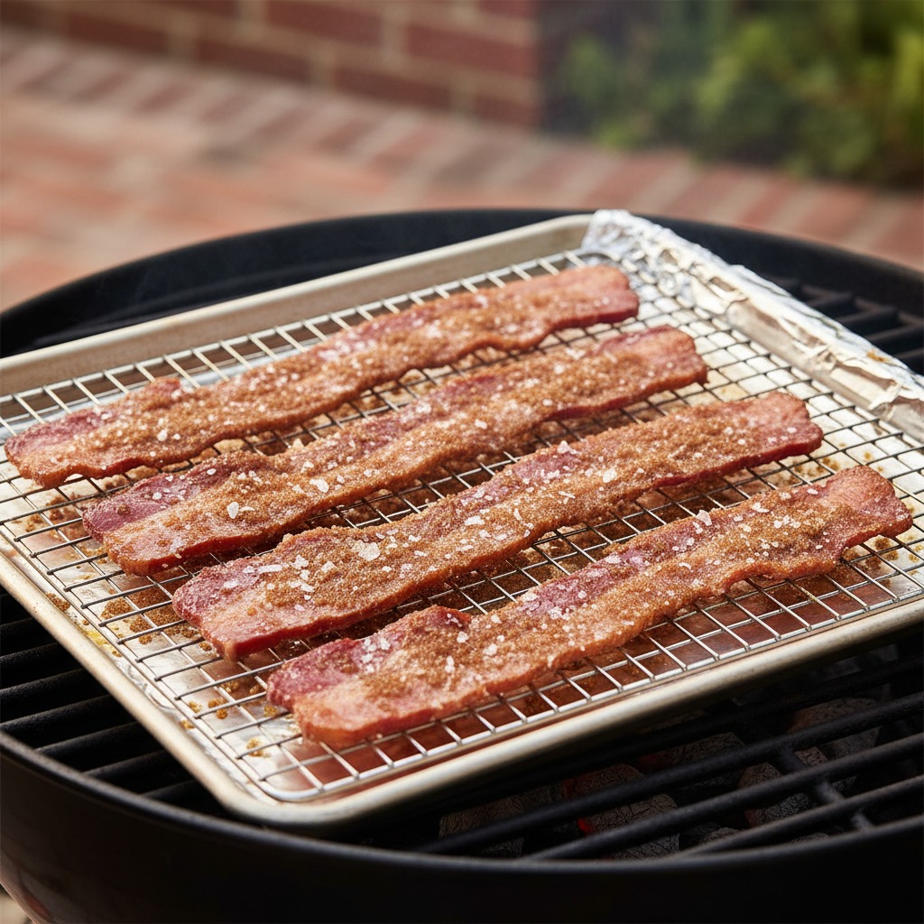 Candy the bacon on the grill