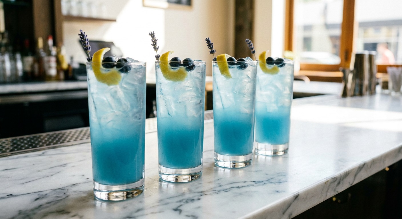 Blueberry-Lavender Gin Fizz (Patriotic Blue Spritz)
