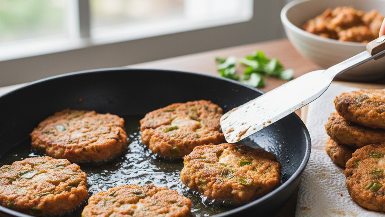Shape and fry the cakes