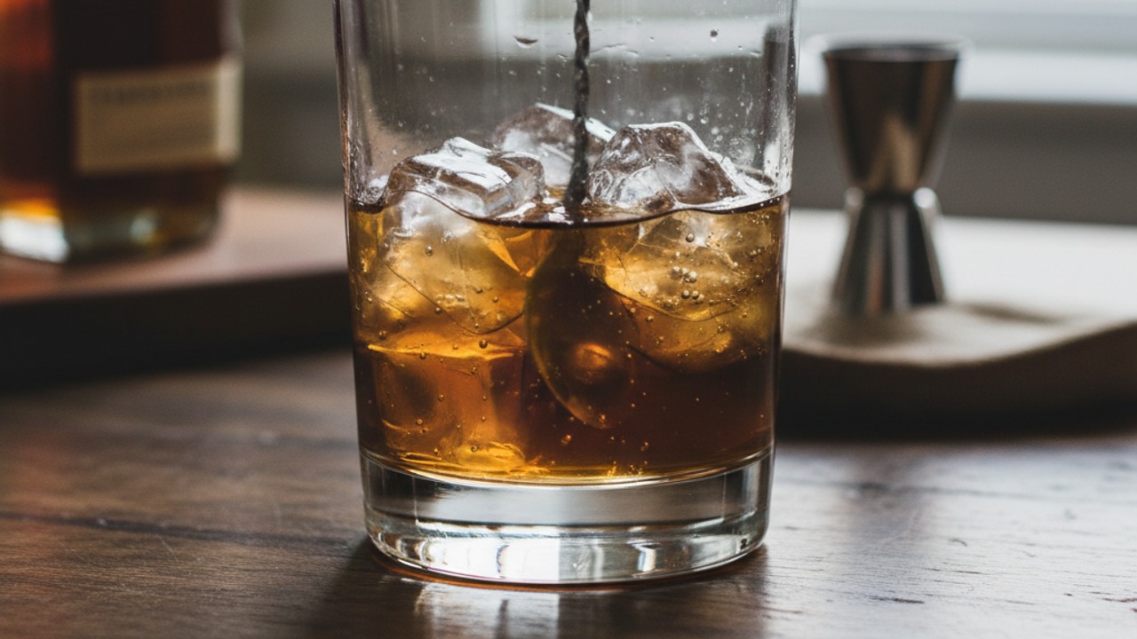 Add ice and stir to chill