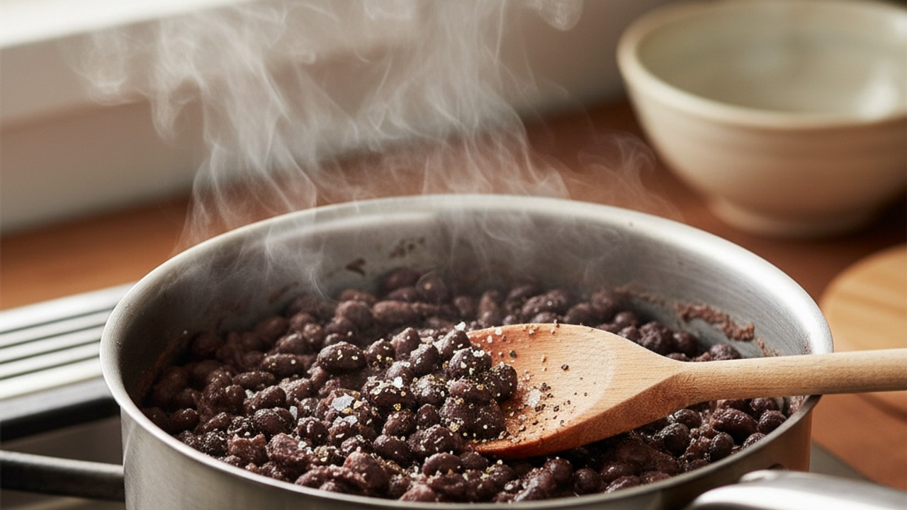 Warm the black beans
