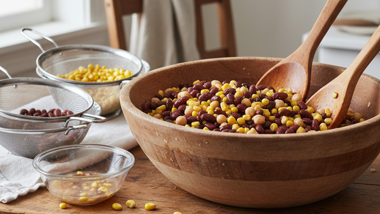 Prepare the beans and corn