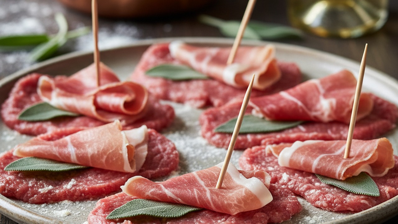 Assemble with prosciutto and sage