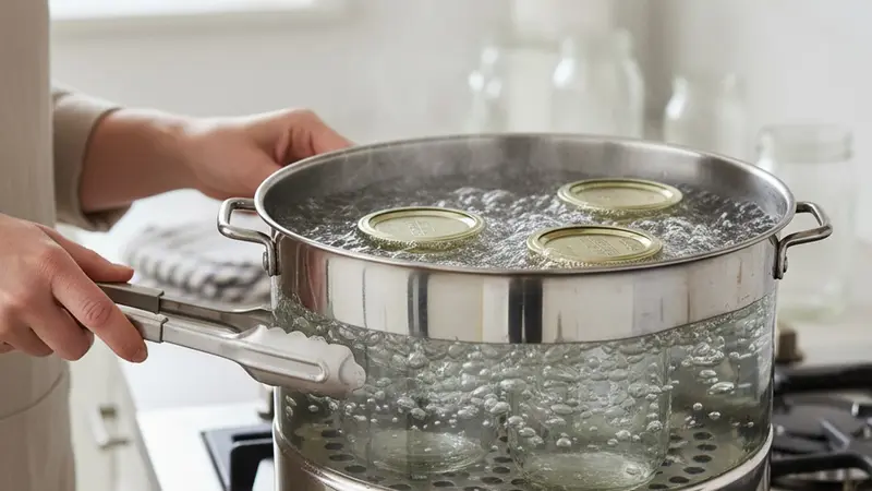 Process in a boiling-water canner