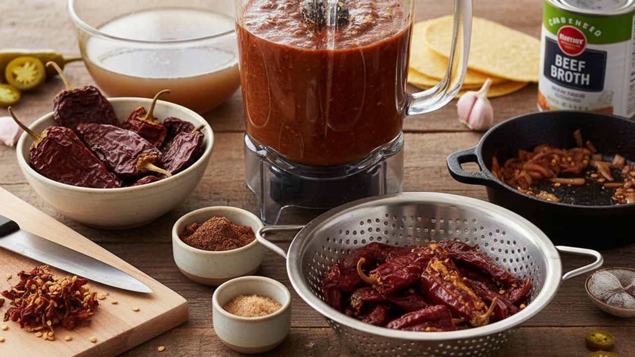 Make the ancho-chipotle braising sauce