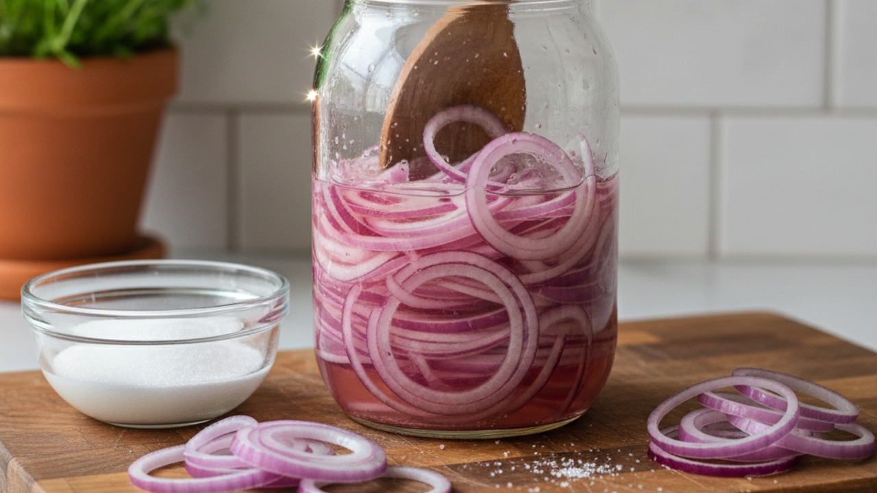 Quick-pickle the red onion