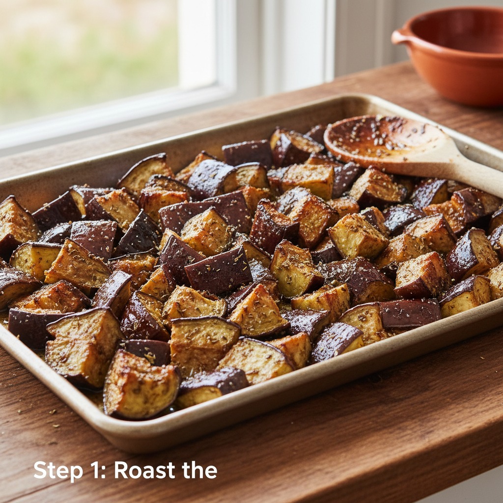 Roast the eggplant