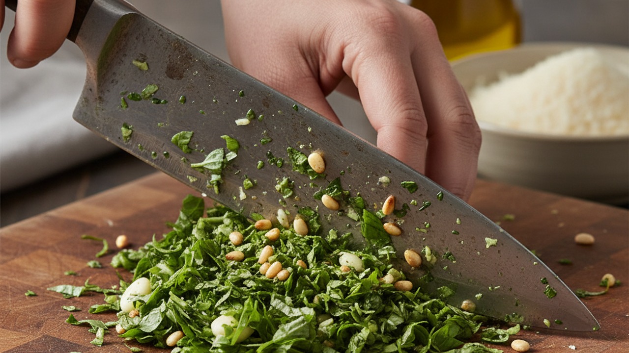 Chop and emulsify the pesto