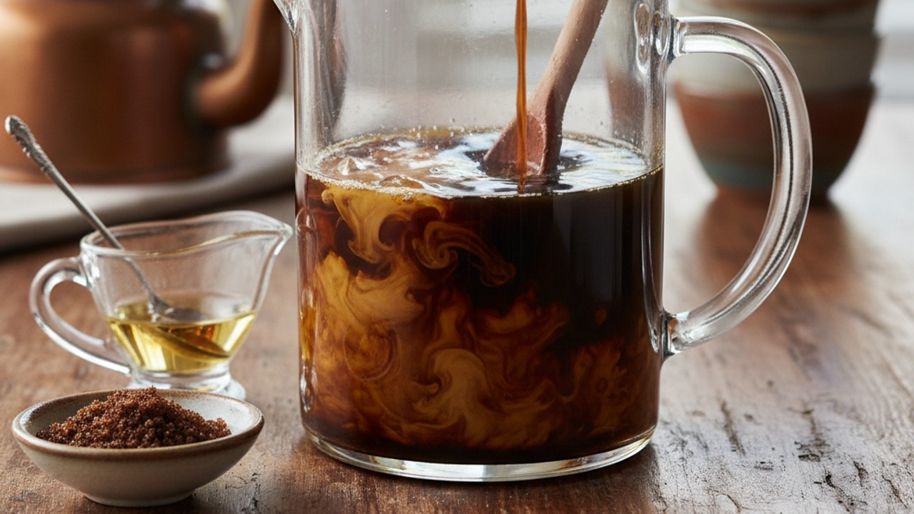 Combine spirits and coffee