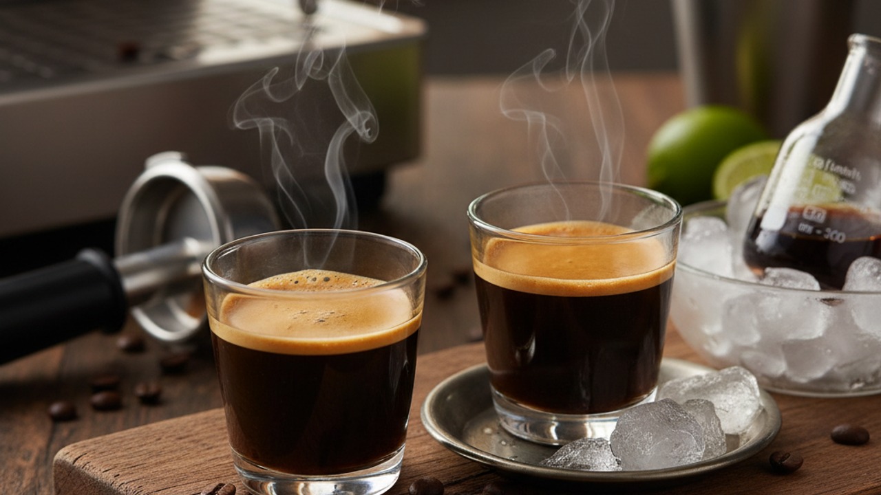 Pull and cool the espresso