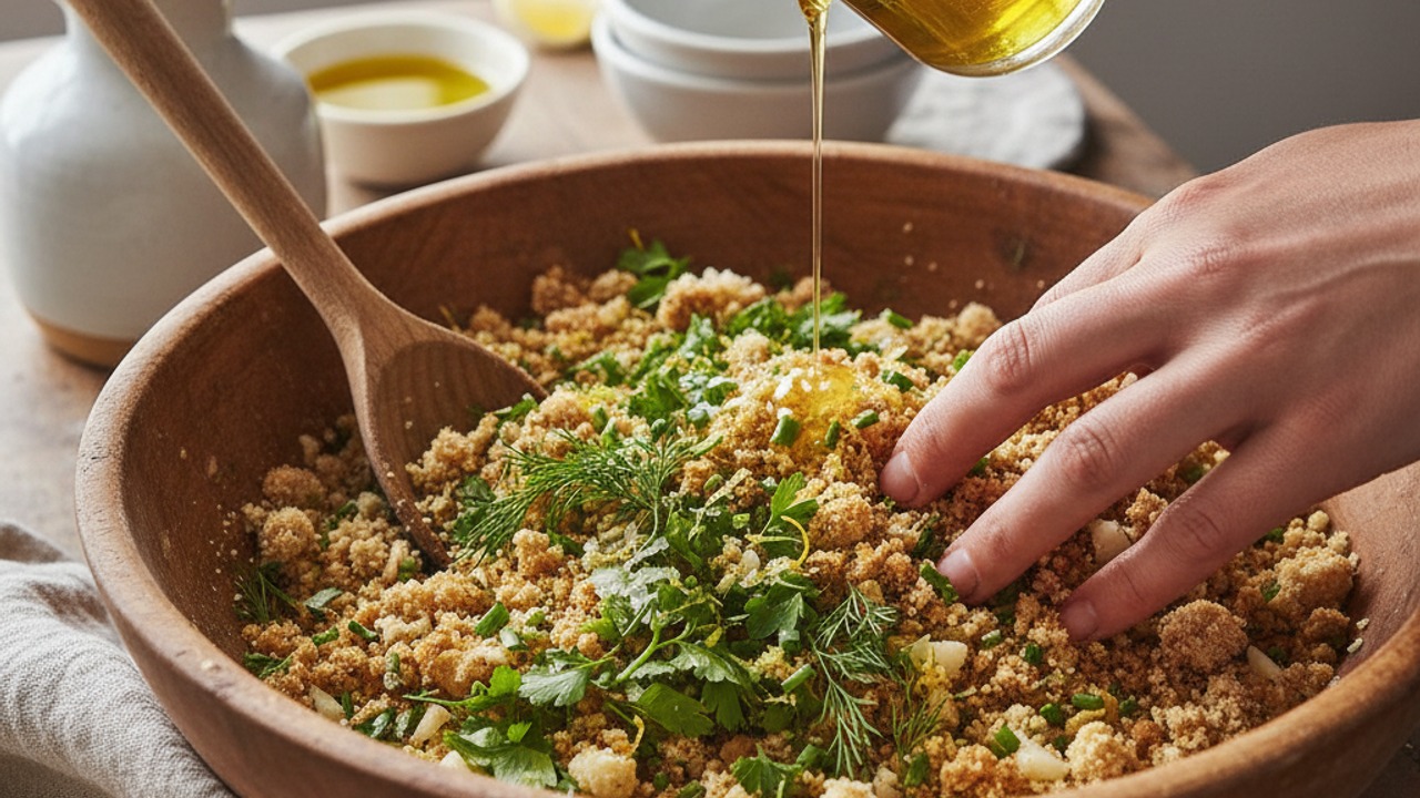 Make the lemon-herb crumb topping