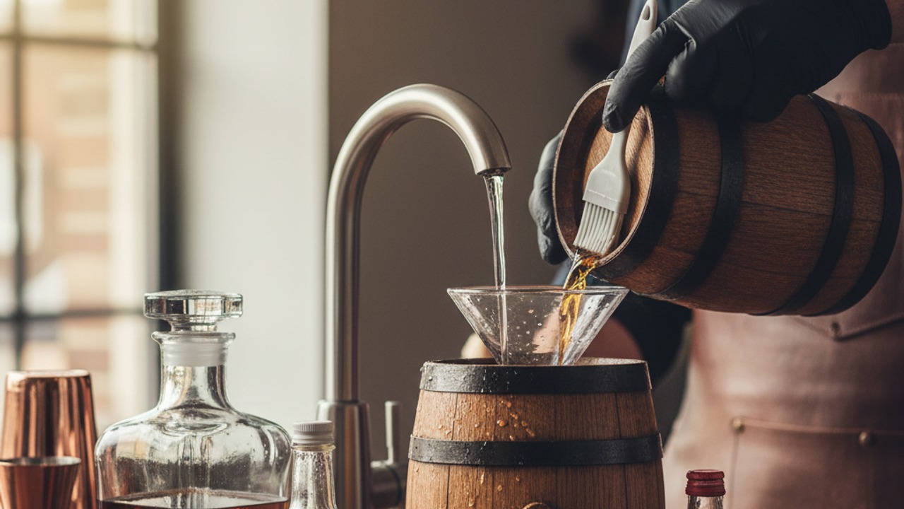 Sanitize barrel & combine ingredients
