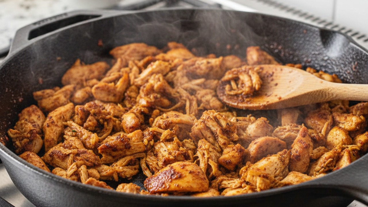 Warm and spice the chicken